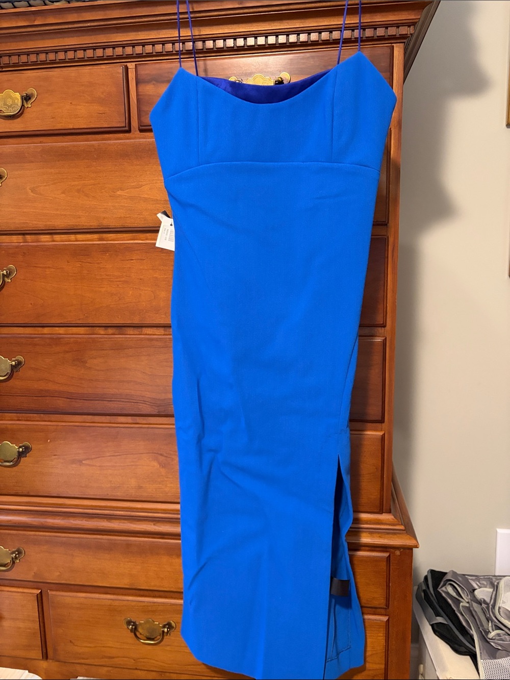 Haney Women's Royal Blue Spaghetti Strap Midi Dress